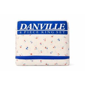 Vintage 1984 Dan River Danville King Sheet Set 4pc Floral The Burren VTG NOS 80s